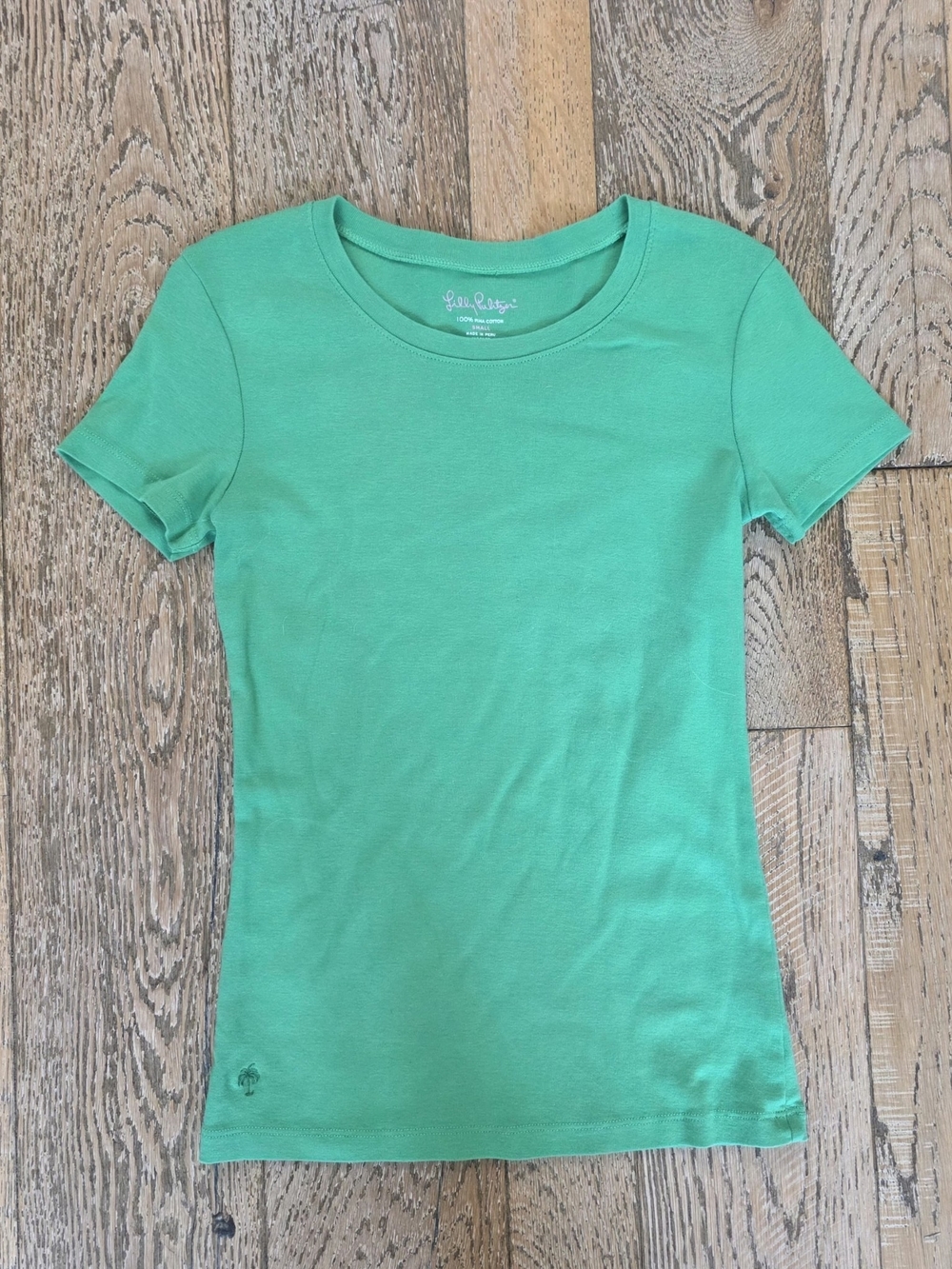 Lilly Pulitzer 100% Peruvian Pima Cotton Crewneck Tee Bright Green Size Small
